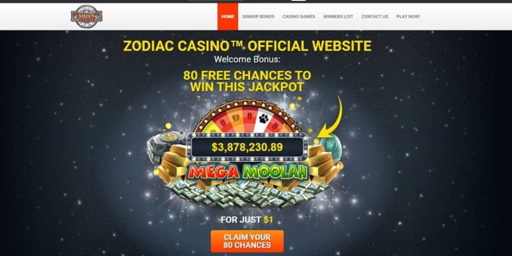 Zodiac Casino Home Page