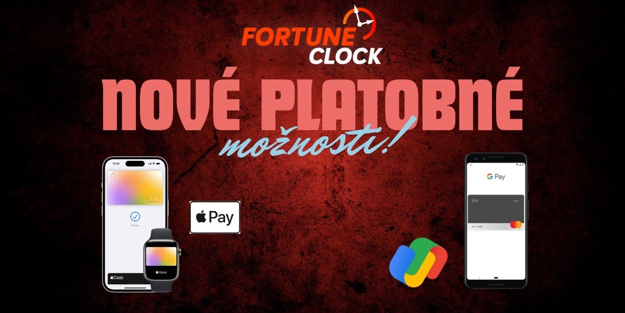 Platba Apple Pay a Google Pay Teraz Dostupná vo Fortune Clock!