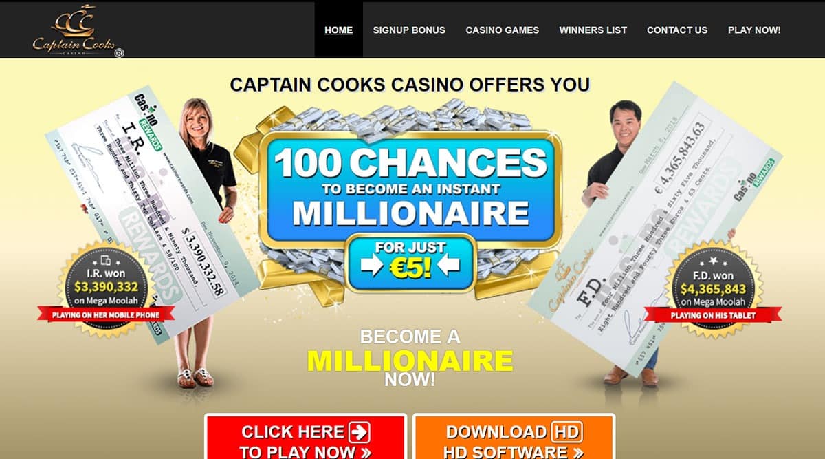 Obľúbené aj Bezpečné Captain Cooks Casino