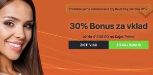 Ešte Dnes na Vás Čaká 30% Bonus až 300€ v Kajot Casino!